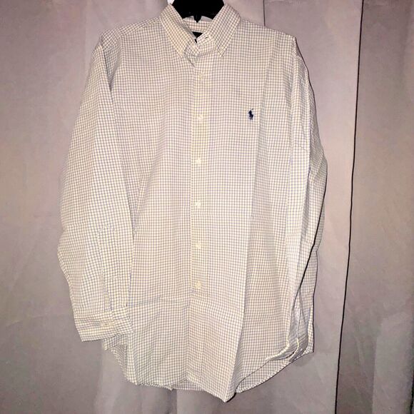 Men's Ralph Lauren Long Sleeve Button up Spring Blue and Yellow size 15 - Picture 5 of 5